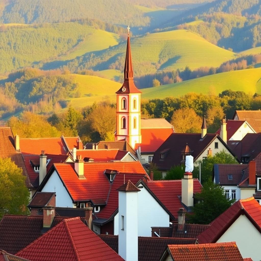 Pohled na střechy města Planá v Plzeňském kraji